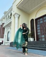 Emerald Gold Velvet Suit Set - Image 4