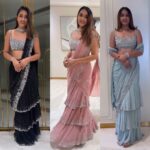 Women's Ruffle Lehenga Saree with Sequin Blouse – Ready to Wear – Party/Wedding Outfit