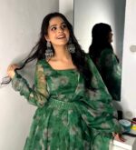 Mystic Green Organza Anarkali with Embroidery Belt - Image 6