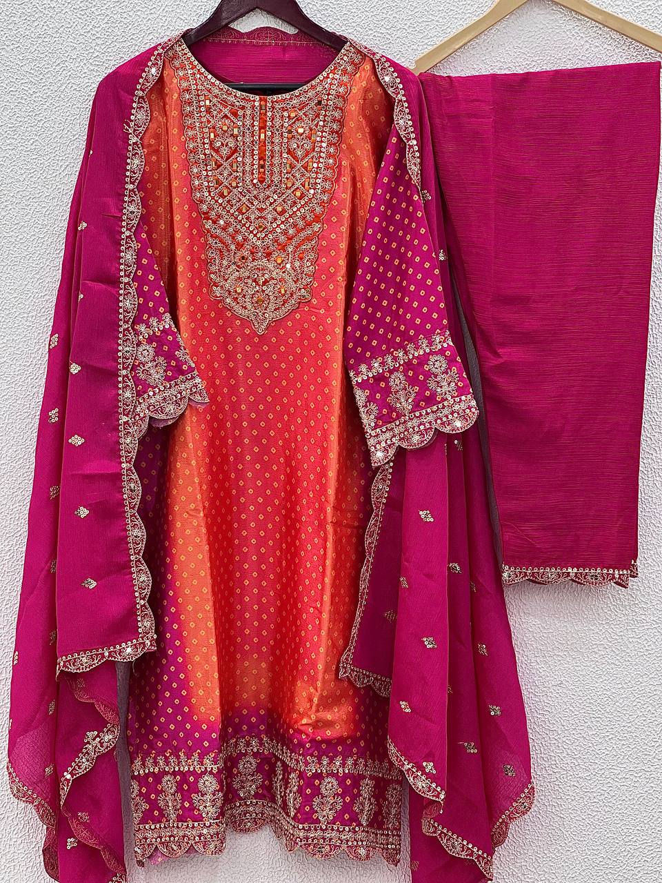 photo_6082436473489047801_y.jpg Ruby Embroidery Suit Set with Dupatta and Pant - Image 1