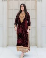 Premium Velvet Zari Embroidered Anarkali Suit - Image 3