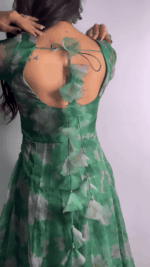 Mystic Green Organza Anarkali with Embroidery Belt - Image 4