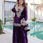 Luxnetics Originals Mirror Work Velvet Kurti Palazzo Set