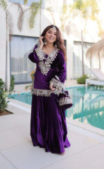 Luxnetics Originals Mirror Work Velvet Kurti Palazzo Set