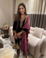 Viscose Velvet Premium Thread Embroidery work Designer Velvet Suit