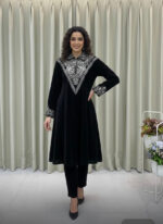 Neck Sequence Embroidery Work with Collar Velvet Cord Set - Image 9