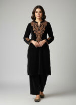 Luxnetics Embroidery Work Velvet Cord Set