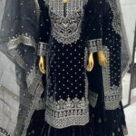 Luxnetics Silver Thread Embroidery work Reasdy to wear Velvet Kurti Sharar Set
