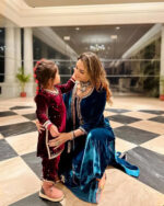 Heavy Embroided Velvet Kurti Pant Dupatta Set (Stitched) - Image 3