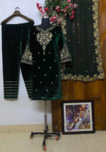Luxnetics Winter Ready to Wear Velvet Kurti Palazzo Dupatta Set - Image 3
