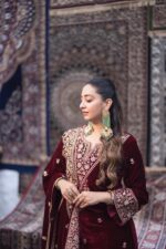 Luxnetics Designer Embroidery Work Velvet Kurti Pant Dupatta Set (Ready to Wear) - Image 3