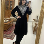 Neck Sequence Embroidery Work with Collar Velvet Cord Set