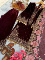 Viscose Sequence work Party Wear Velvet Suit - Image 6