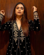 Velvet Heavy Anarkali Embroided Gown (Stitched) - Image 3