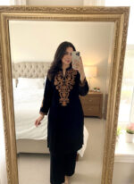 Thread Embroidery Work Velvet Cord Set - Image 2