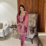 Sequence Moti work Party wear Velvet Suit (Stitched)