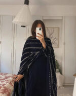 Viscose Velvet Dhoti Salwar Set with Seuqence Work - Image 4