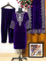 Luxnetics Neck Embroidery work Velvet Suit - Image 2