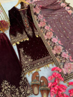 Viscose Sequence work Party Wear Velvet Suit - Image 7