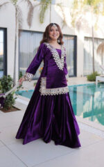 Luxnetics Originals Mirror Work Velvet Kurti Palazzo Set - Image 6