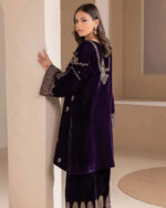 Sequence Embroidery work Winter Wear Velvet Suit - Image 3