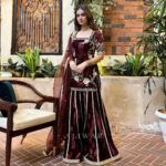 Pure Viscos Heavy Velvet Embroidery Work Velvet Kurti Sharara Set