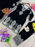 Heavy Sequence work Viscose Partywear Velvet Suit (Stitched) - Image 2