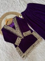 Luxnetics Originals Mirror Work Velvet Kurti Palazzo Set - Image 9