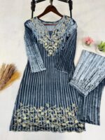 Luxnetics Premium Embroidery work Winter Wear Velvet Suit - Image 2