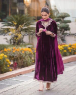 Winter Wear Premium Embroided Velvet Kurti Pant Dupatta set (Stitched)