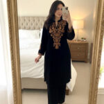 Thread Embroidery Work Velvet Cord Set