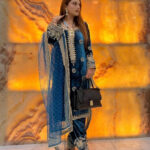 Premium Thread Embroidery work Velvet Kurti Pant Dupatta Set (Stitched)