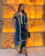 Premium Thread Embroidery work Velvet Kurti Pant Dupatta Set (Stitched)