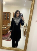 Neck Sequence Embroidery Work with Collar Velvet Cord Set - Image 7