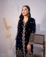 Embroidery work Velvet kurti palazo dupatta Set - Image 4