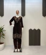 Luxnetics Premium Embroidery work Winter Wear Velvet Suit - Image 6