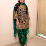 Luxnetics Designer Sequence Embroidery Work Velvet Kurti Pant Dupatta Set (Ready To Wear)