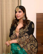 Luxnetics Designer Sequence Embroidery Work Velvet Kurti Pant Dupatta Set (Ready To Wear) - Image 5