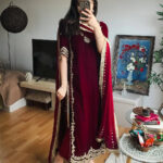 Luxnetics Originals Sequence Embroidery Work Designer Velvet 3Pc Kurti Pant Dupatta Set (Ready to Wear)