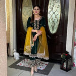 Luxnetics Originals Sequence Embroidery with Moti Work Designer Party Wear Velvet Kurti Pant Dupatta Set (Ready to Wear)