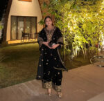 Luxnetics Premium Designer Embroidery Work Velvet Kurti Pant Dupatta Set (Ready to Wear) - Image 4