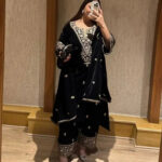 Luxnetics Premium Designer Embroidery Work Velvet Kurti Pant Dupatta Set (Ready to Wear)