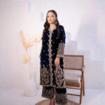 Embroidery work Velvet kurti palazo dupatta Set