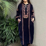 Designer Embroidery work Velvet Kurti Pant Set (Ready to wear)