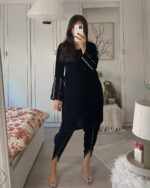 Viscose Velvet Dhoti Salwar Set with Seuqence Work - Image 2