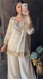 Premium Pure Tissue 3 Piece Ivory Mirror Suit Set