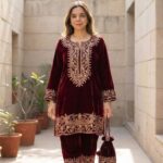 Gulnaar Velvet Embroidered Suit Set