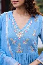 Roohani Blue Chanderi Set - Image 5