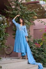 Roohani Blue Chanderi Set