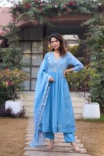 Roohani Blue Chanderi Set - Image 3